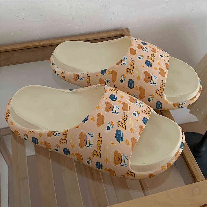 2022 Leuke Melkkoe Cloud Slippers Eva Strand Zomer Kussenslid Kawaii Sandalen Schoenen Platform Home Badkamer Douche Flip Flops Y220214