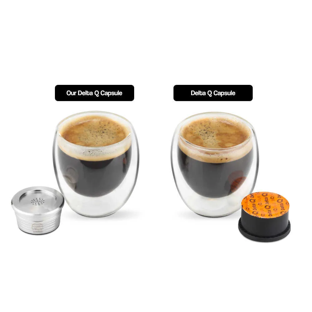 Icafilas de aço inoxidável recarregável cápsula de café filtros copo para delta q ndiq7323 pod tamper de aço 210607