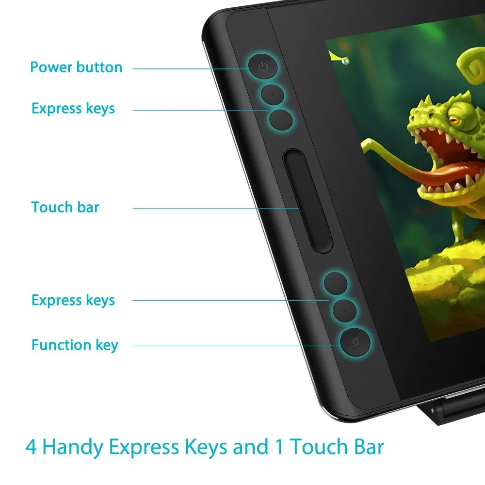 HUION KAMVAS Pro 12 Display grafico digitale con penna senza batteria Monitor tablet da disegno con funzione di inclinazione AG Glass Touch Bar