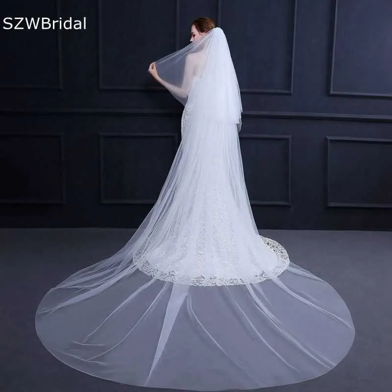 Nuovo arrivo bianco avorio wedding velo due strati taglio bordo economico Novia Accesorios veli da sposa Welon Bridal Hearwear Mariage X0726