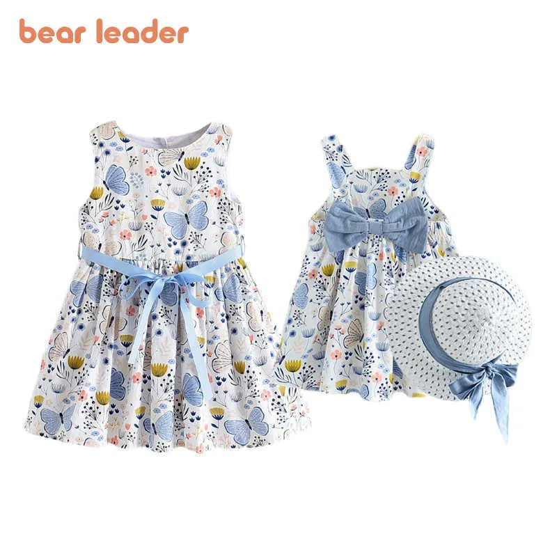 Bear Leader Girls Baby Princess Dresses Moda Rodzina Dopasowanie Stroje Casual Bowtie Dresses Dzieci Cute Kwiaty Kostiumy 210708