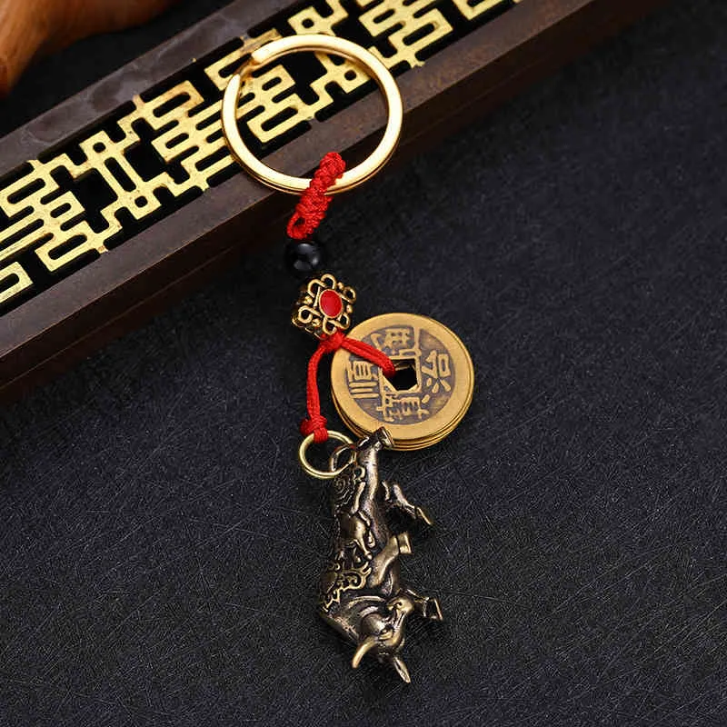 Creative Pure Brass Zodiac Key Pendant Ring Accessories Mouse Ox Tiger Rabbit Dragon Snake Horse Sheep1778722