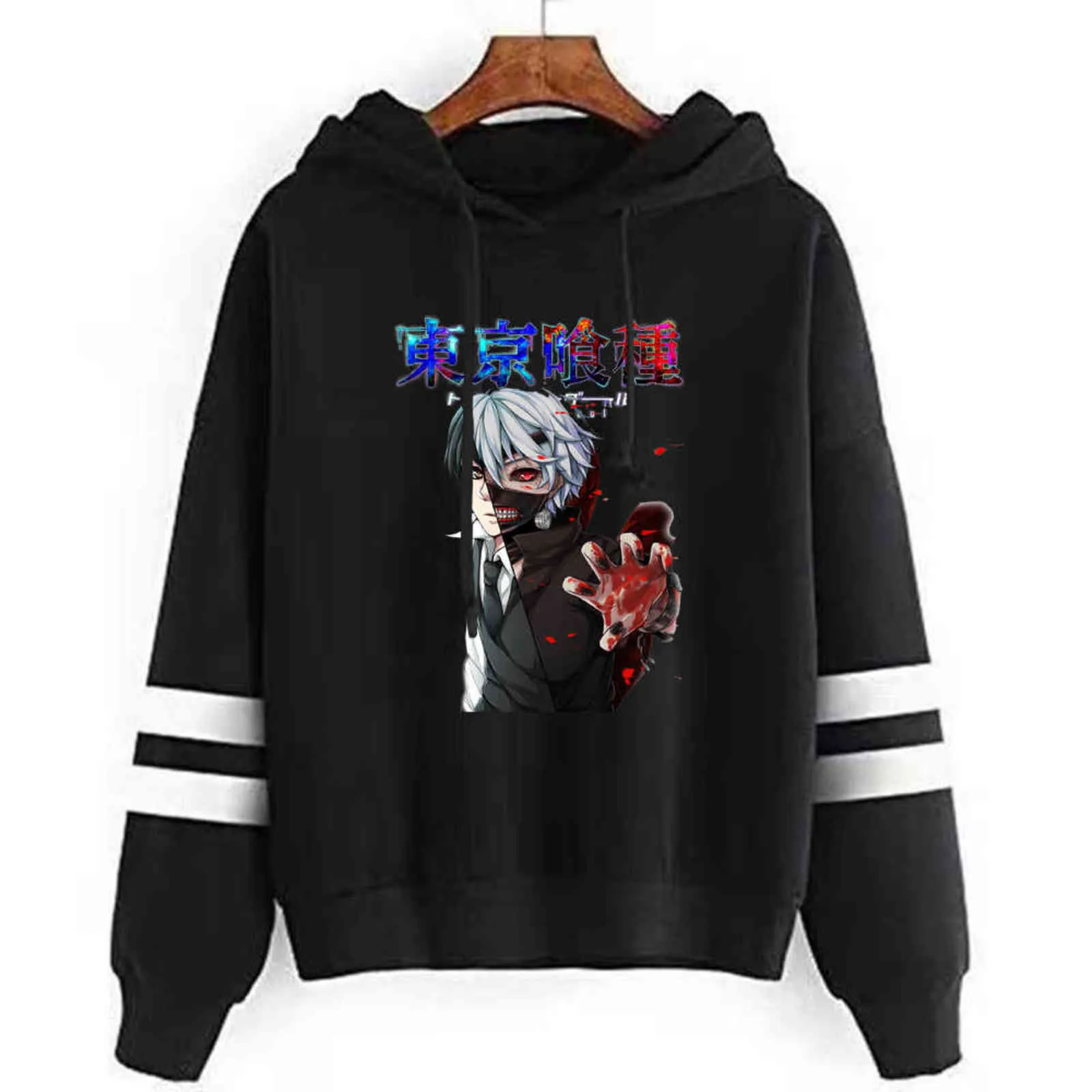 Kaneki Ken Hoodie Langarm Tokyo Ghoul Sweatshirt Pullover Tops Unisex Y211118