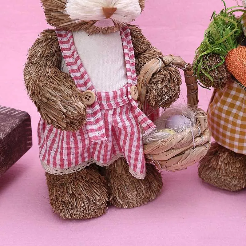 Ootdty 14 style sztuczna słoma słodki królik stały królik z marchewką domową dekorację ogrodu wielkanocne materiały imprezowe 210811163a