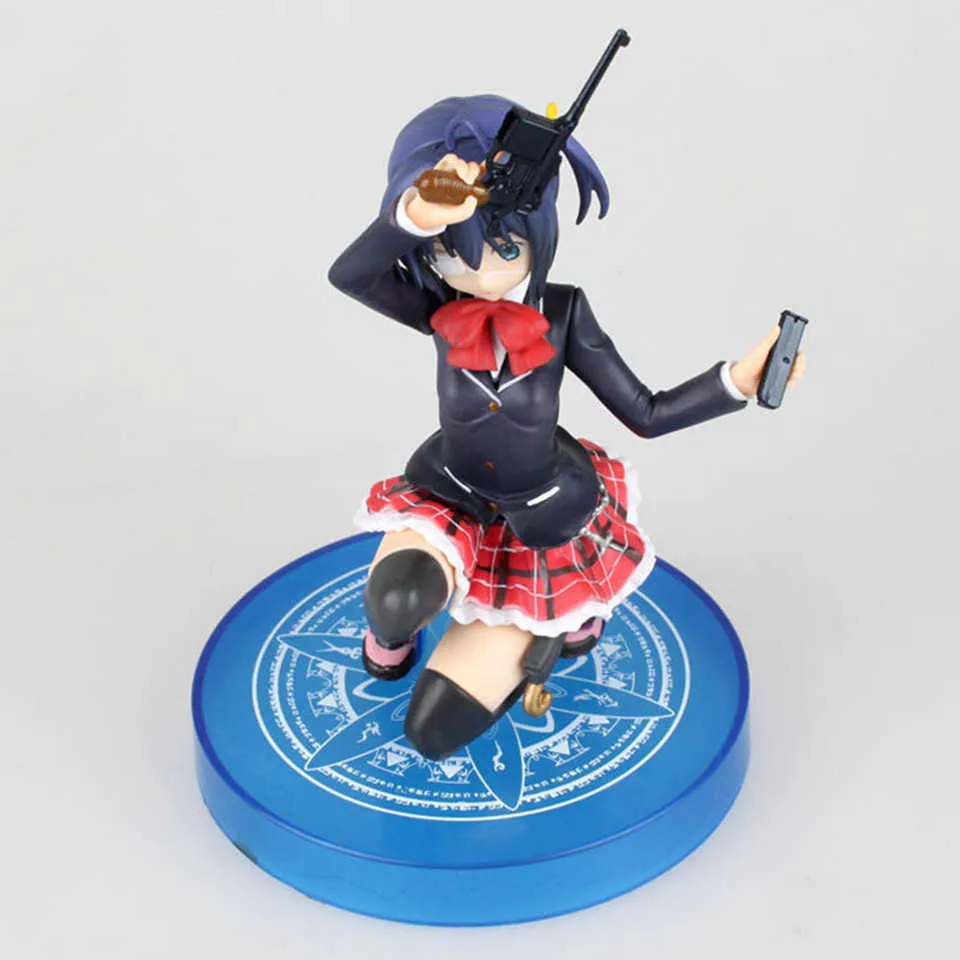 15 cm Love Chunibyo Andere Wahnvorstellungen Anime Figur Takanashi Rikka Halten ein wechselbares Gesicht PVC -Figurenspielzeug für Kinder Q07221025829