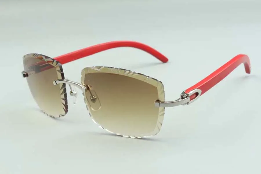 2021 designers solglasögon 3524023 skär lins naturliga röda trätemplar glasstorlek 58-18-135mm188t