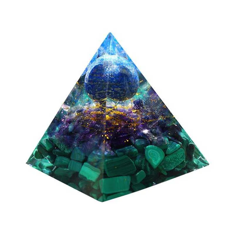 Sfera di lapislazzuli fatta a mano Orgone Piramide Ametista Malachite Cristallo Guarigione 60mm 210804