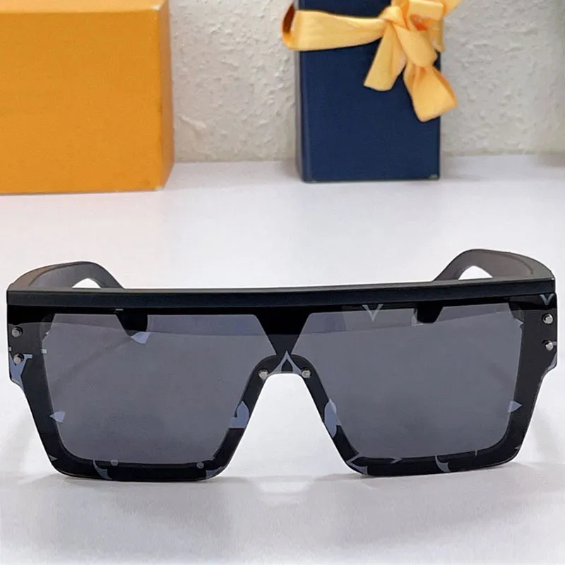 Occhiali da sole maschile Z1583 Ultima lente a forma di maschera a telaio acetato nero con lettera di moda in passerella in passerella in passerella VACETIO298W