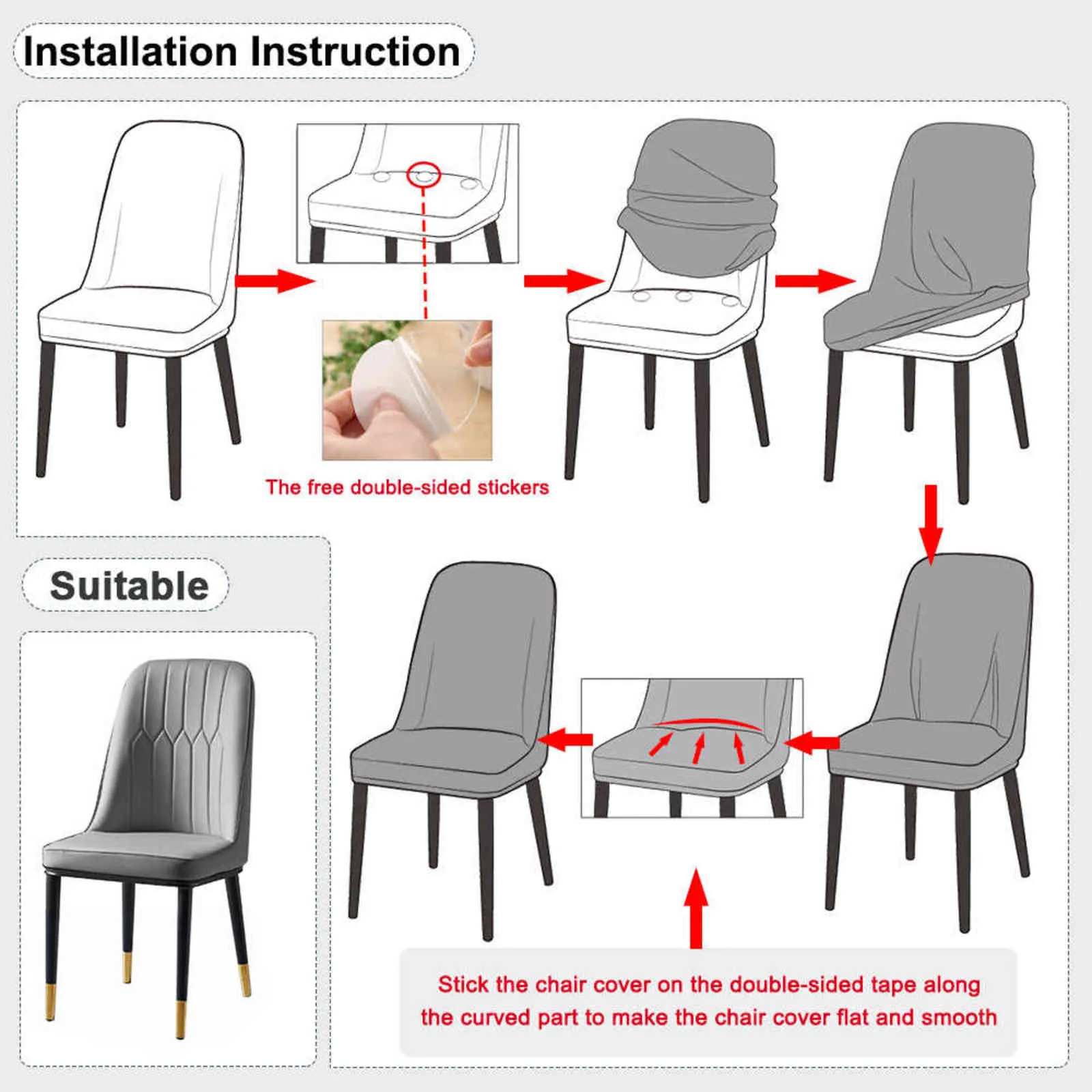 Couverture de chaise à dossier haut en polaire polaire extensible lavable à manger s couvre housse bureau noël maison 14 couleur 211116