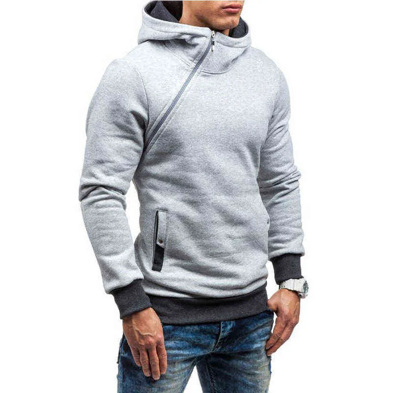 Hommes à capuche multicolore pull diagonale fermeture éclair sweats à capuche automne hiver entraînement vestes décontractées sweat-shirts à capuche 3XL 211217