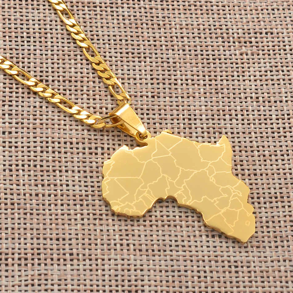 Anniyo Africa Map Pendant Necklaces Women Men Silver Color Gold Color African Jewelry #077621B H09182469