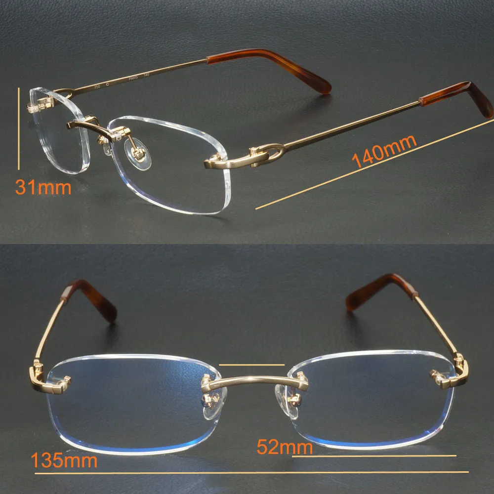 Frame di occhiali trasparenti quadrati in metallo uomini donne senza bordo retros cornice ottica occhiali occhiali computer 9011 recc7837950