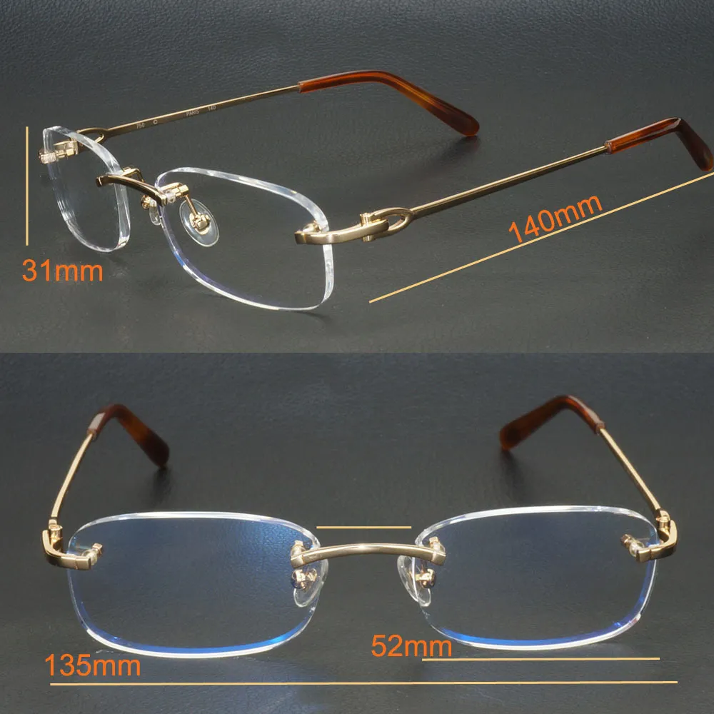 Montature occhiali quadrati in metallo trasparente uomo donna senza montatura retrò montatura occhiali occhiali da vista computer 9011 RECC5778556