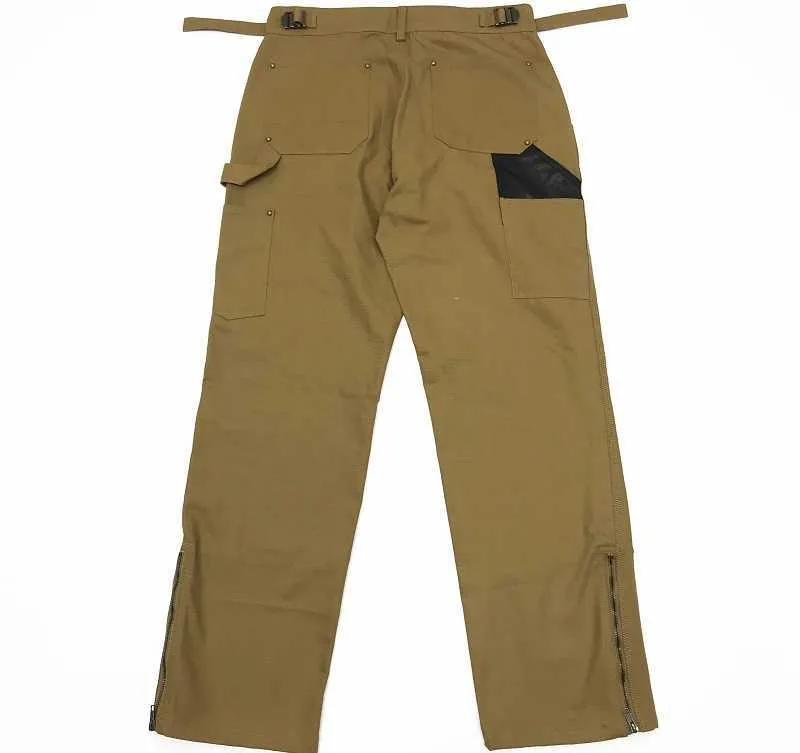 Grailz patchwork patch cuir kaki marron cuir pantalon salopette style ambiance pantalons décontractés pour hommes et femmes