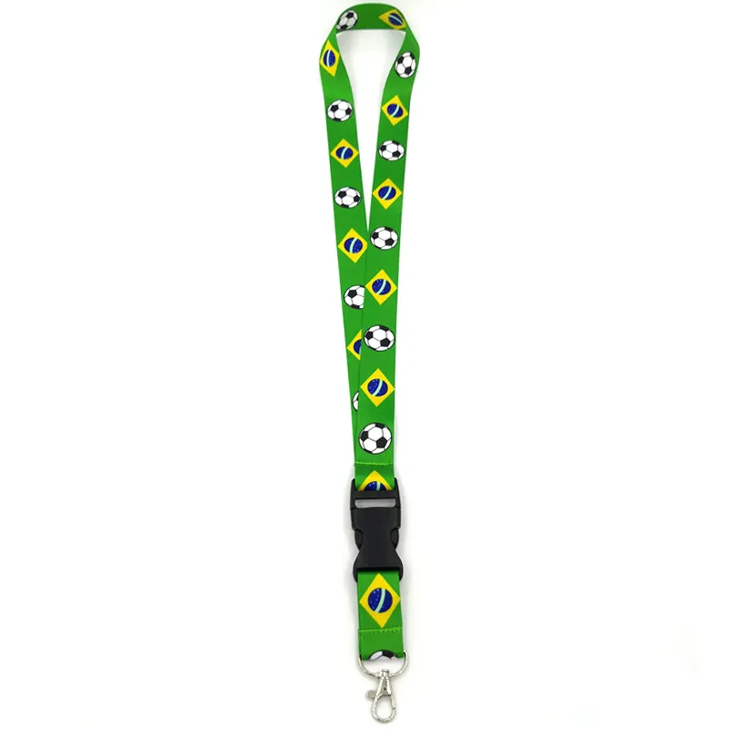 Brasil bandeira de futebol vintage 90 mulheres colhedor de pescoço cordão keychain cinta de telefone ID do crachá de crachá Chaveiro Chaveiro Cosplay