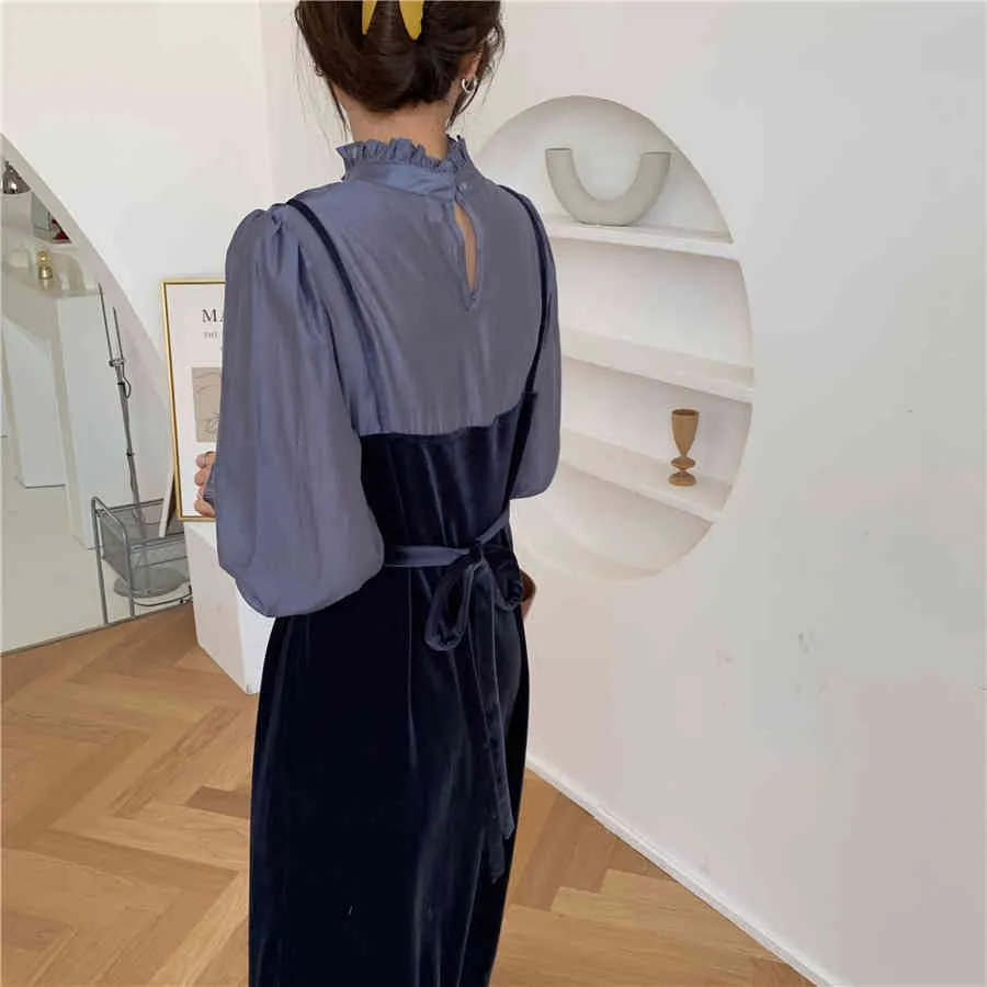 3 $ fans coupon Autumn Girls Party Female Vintage Dress womens Sleeve FAKE sundress Women Dresses Long Robe Vestido 210417