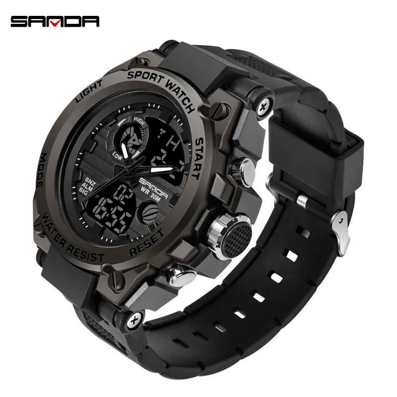 Sanda g Style Men Digital Watch Shock Military Sports Watches Waterproof Electronic Wristwatch Mens Clock Relogio Masculino 739 Q0285E
