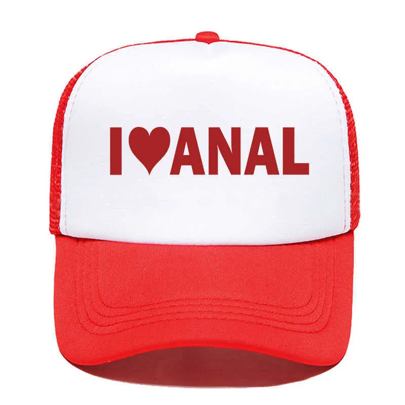 I Love Anal Funny Print Cap Drewno Gay Pride Prank Joke Penis Butt Sex Men Meth Visor Outdoor Sun Hat Regulowane Czapki Q0703