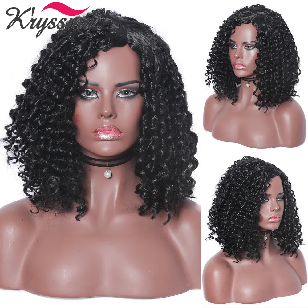 Perucas sintéticas pretas cinzentas prata para curtas peruca curly curly mulheres cosplay peruca resistente ao calor Fibra afro-americanaFactory direto