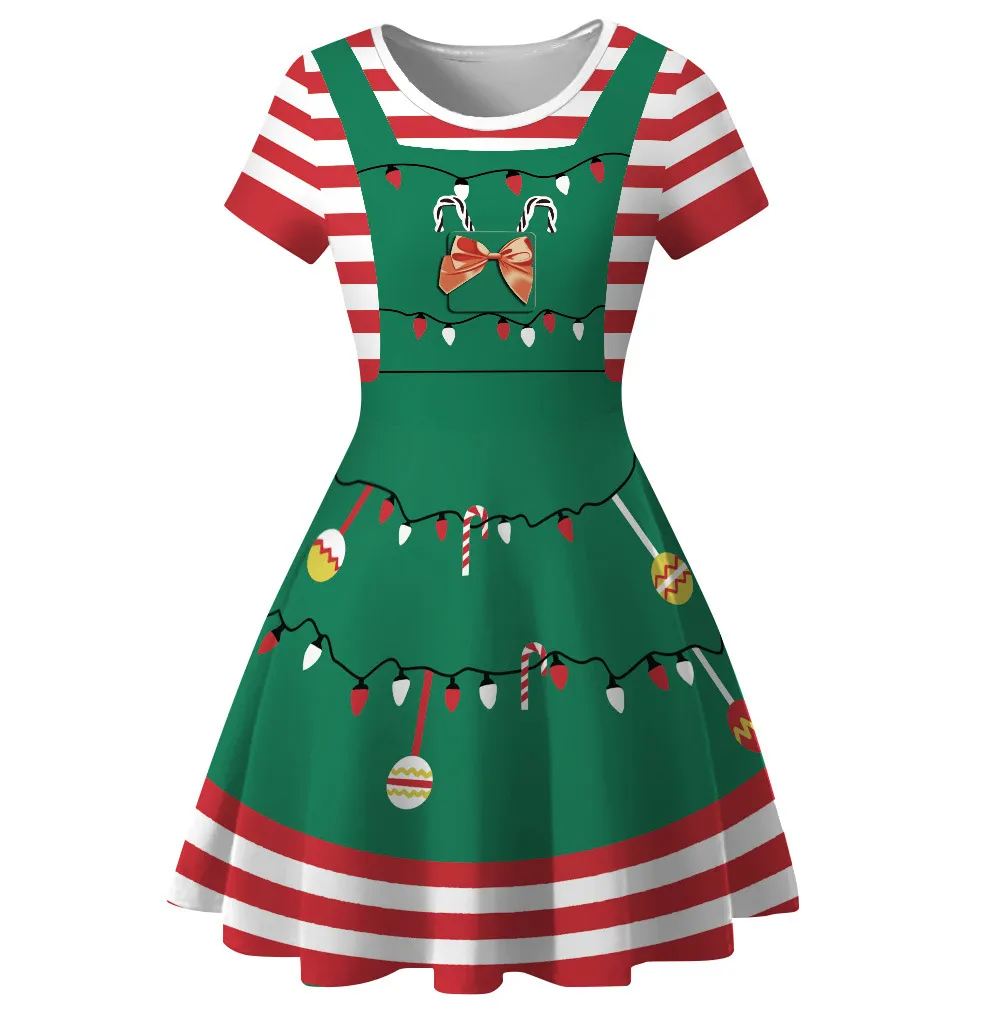 Рождественский отпечаток ежедневно плюс размеры женщин039S Платье дамы Удобное свободное праздничное шоу с длинным рукавом3909127