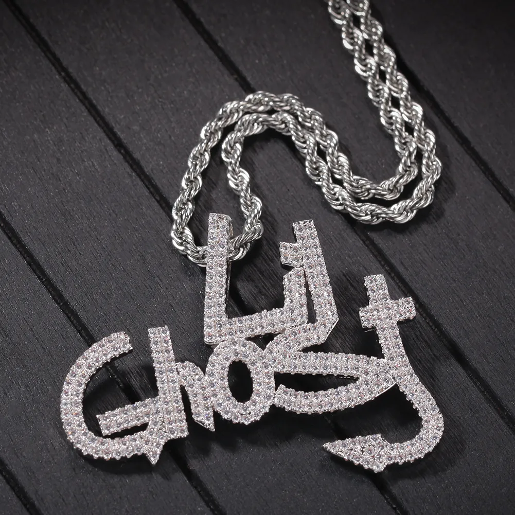 Ювелирные изделия в стиле хип-хоп Lil Ghost Clear CZ цирконы кулон ожерелье позолоченные с цепочкой для мужчин женщин хороший подарок любовнику рэпер панк Jewel1526630