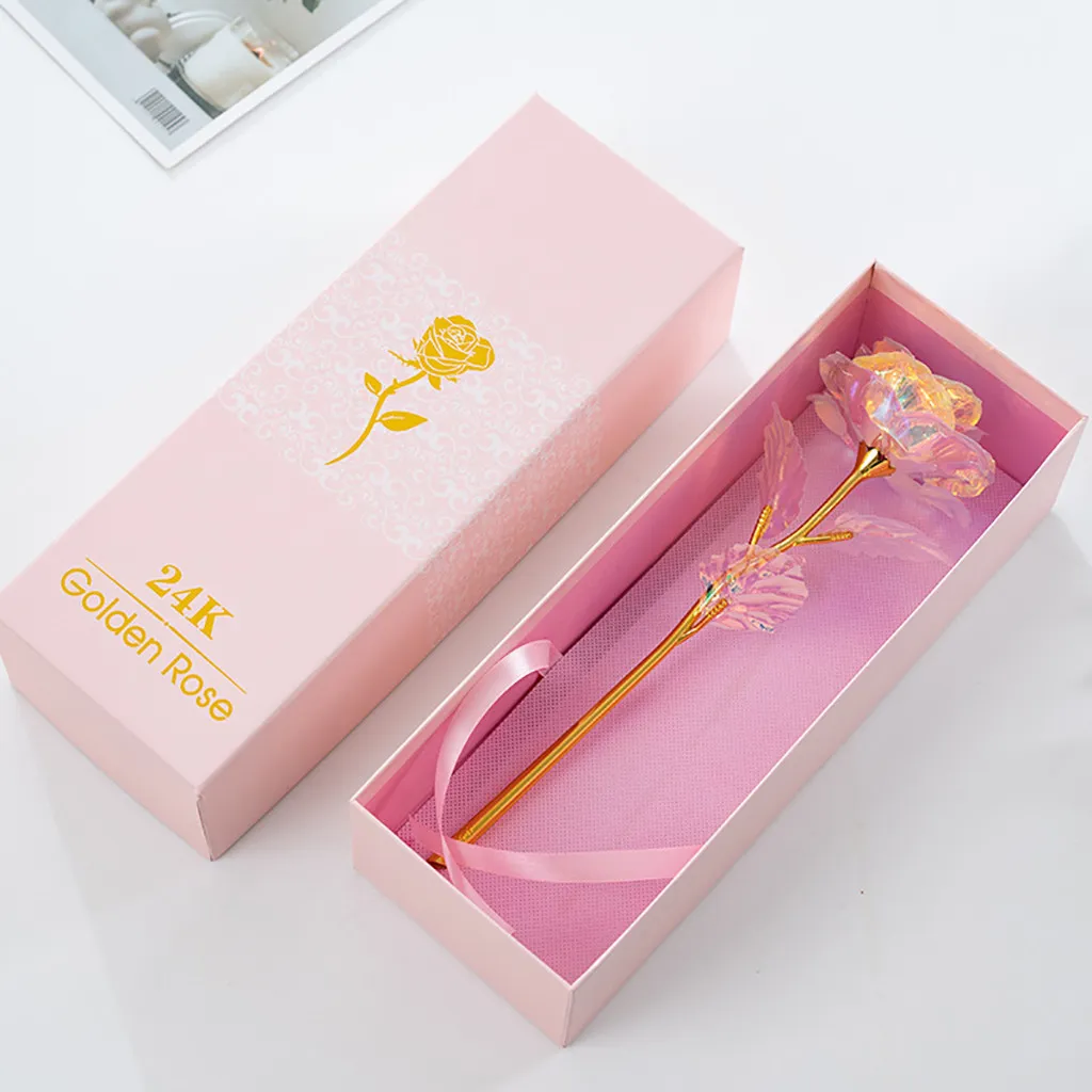 Nouveaux arrivants ont mené des fleurs de fleur légère artificielle de rose artificielle anniversaire des cadeaux de la Saint-Valentin décoration True Love Memory Y04017295591