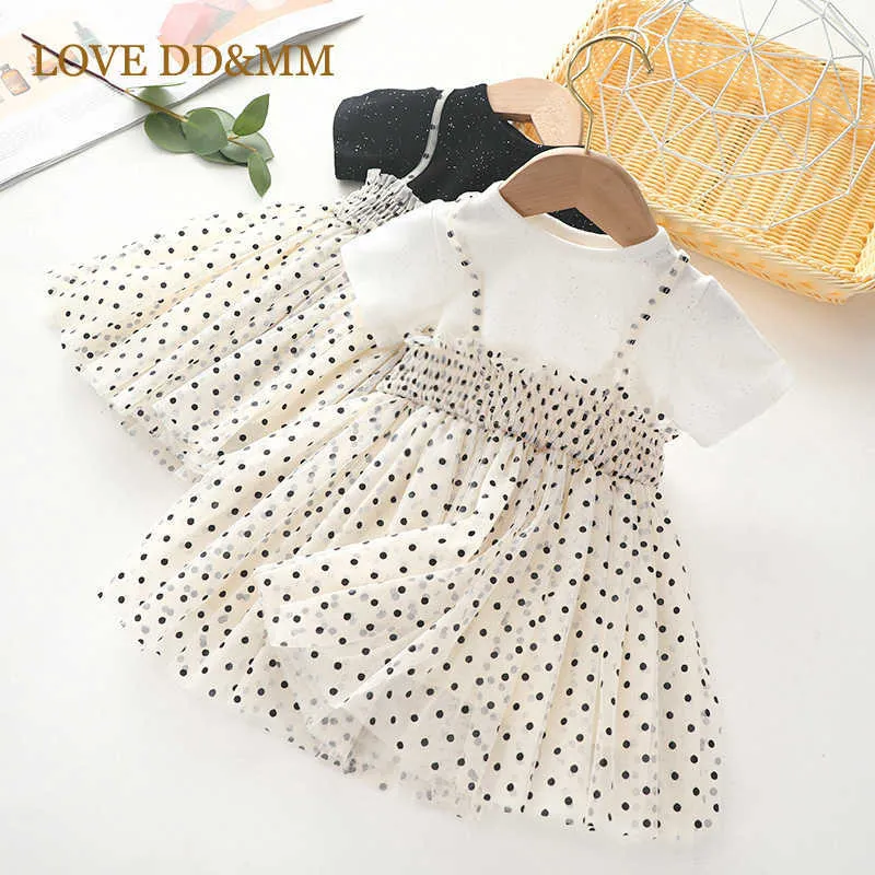 Kärlek DDMM Girls Party Princess Dresses Sweet Sling Polka Dot Kids Baby Prom Fancy Ball Gown Sequined Costumes Toddler Dress 210715