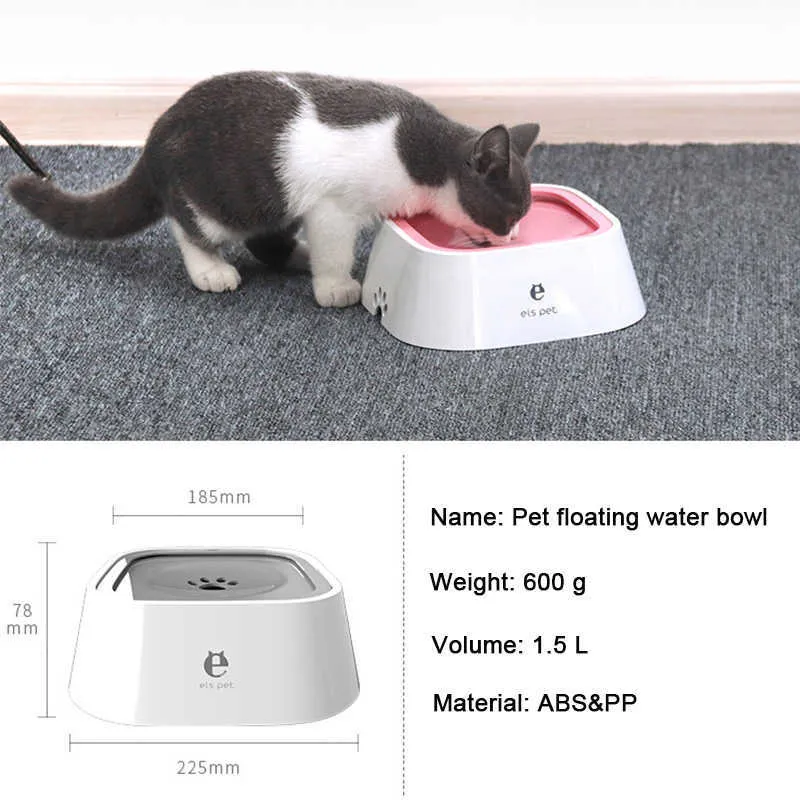 Dog Water Bowl Machine Border Floating Cat Slow Feeder Dispenser Anti-Overflow Pet Fountain 210615