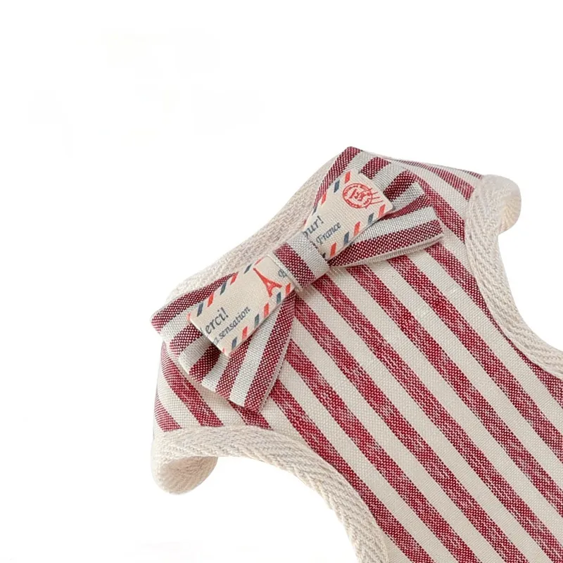 Bow Knot Waistcoat Harness Lash Set Spot Stripe Check Print Dog Collar Rep Pet Dog Supplies Will and Sandy