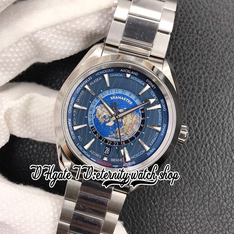 2022 VSF Aqua Terra 150m GMT WorldTimer 8938 Automatyczne męskie zegarek 220 12 43 20 03 001 43 mm Blue Dial SS Bransoletka ze stali nierdzewnej 262p