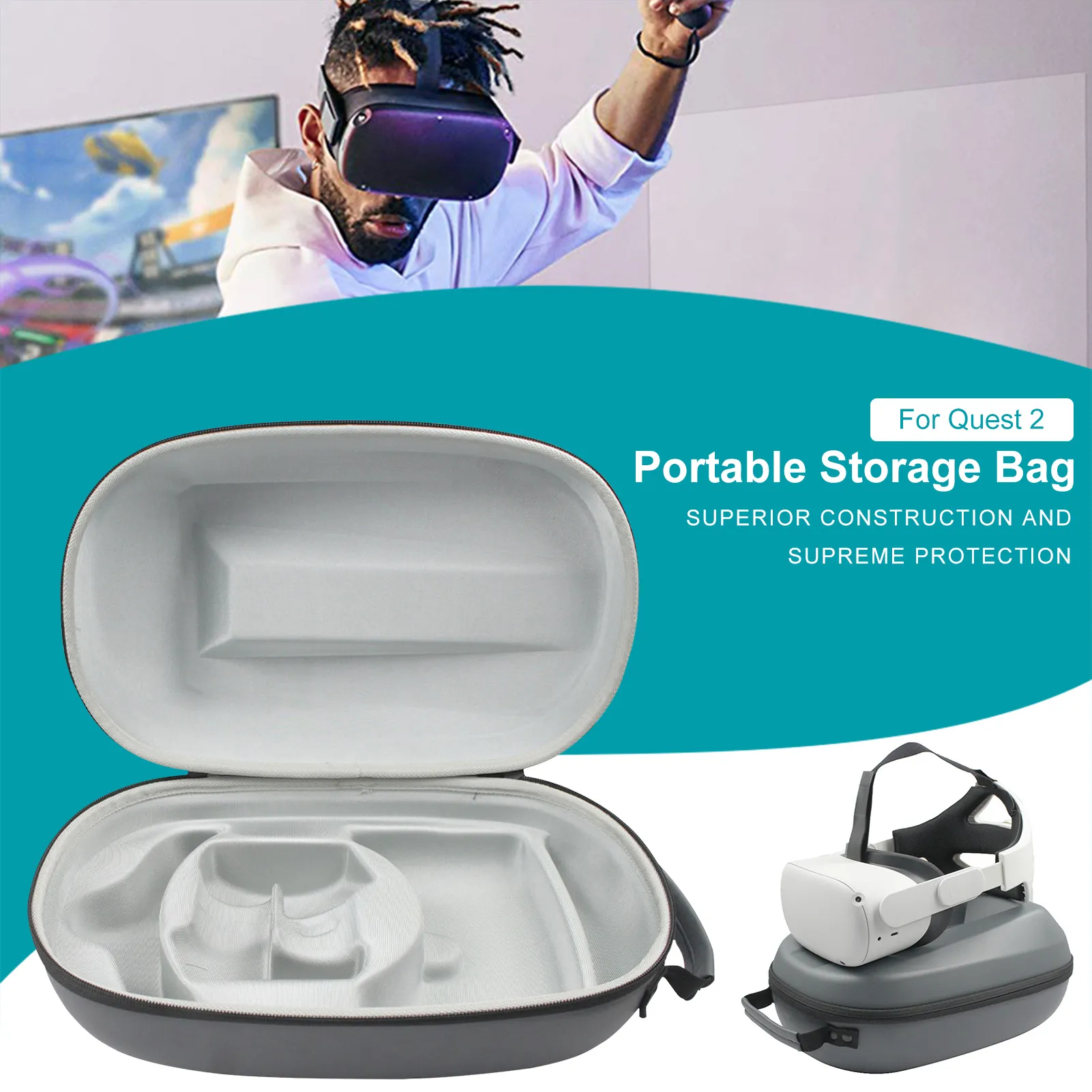 Sac de rangement portable accessoires VR pour Oculus Quest 2 Vr casque mallette de voyage EVA boîte rigide pour OculusQuest 2 Handbag7827713