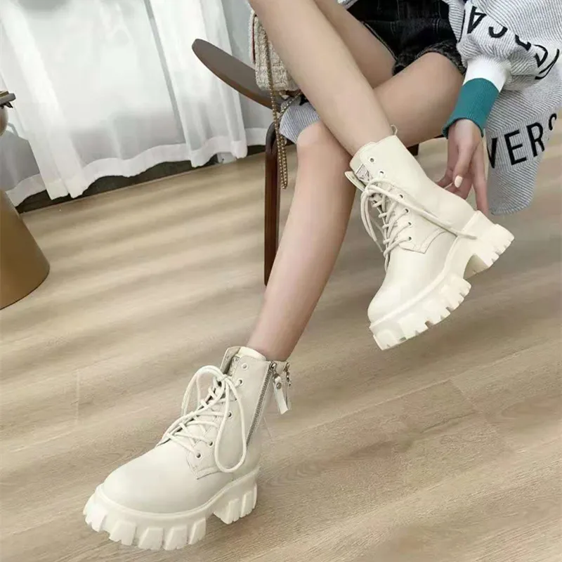 Leather Martin Boots Thick Soled Women's Fashion Luxury Design Short Booties