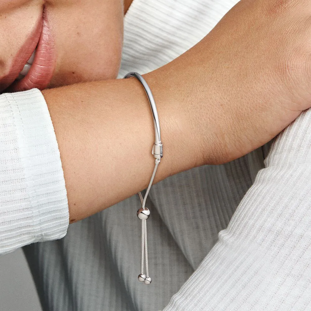 Полированный браслет-слайдер из 100% стерлингового серебра 925 пробы, классический браслет с моментами, модные свадебные украшения для женщин, подарки294W