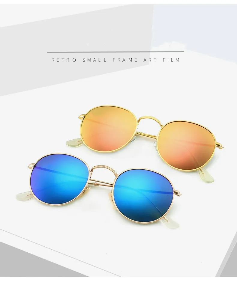 Klassische runde Sonnenbrille Markendesign UV400 Brillen Metall Goldrahmen Sonnenbrille Männer Frauen Spiegel Sonnenbrille Polaroidglas Lens300O