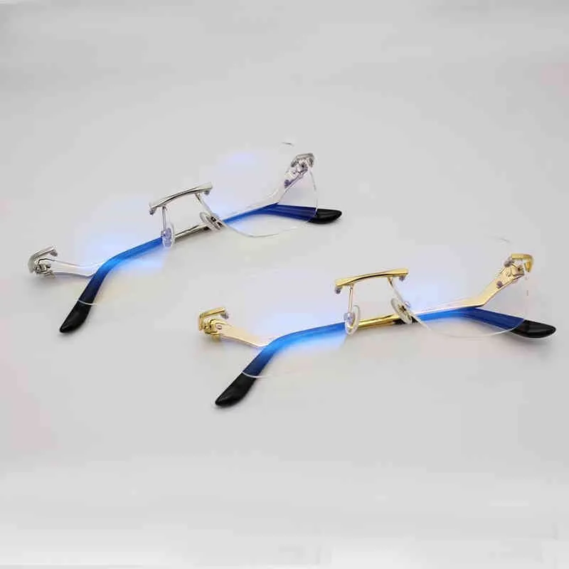 Panther solglasögon mode rimless ovala sol nyanser vintage metall stilig glasögon mens klassisk körning sommar dekoration