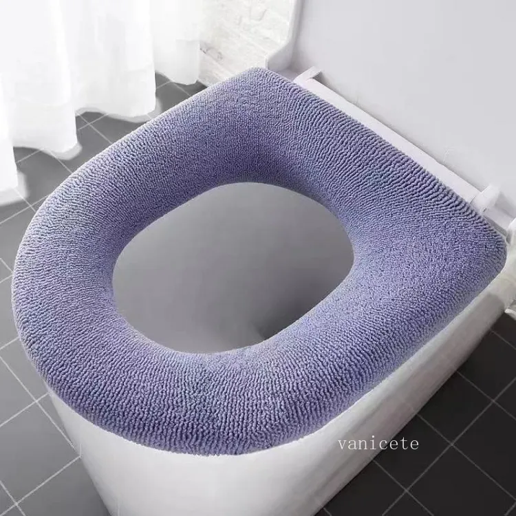 Winter Warmer Toilet Seat Cover Mat Bathroom Pad Cushion with Handle Thicker Soft Washable Closestool by sea T2I53211