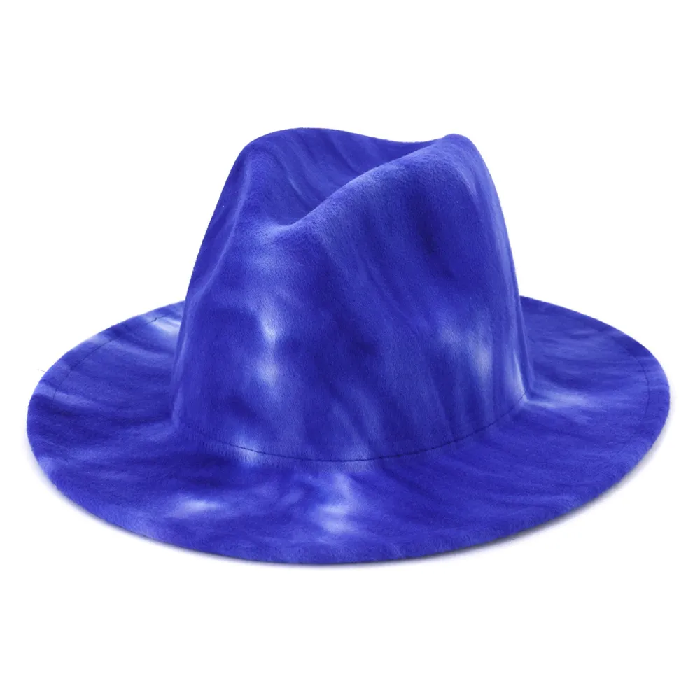 Jesień zimowych mężczyzn Kobiety Nowe dwukolorowe wełniane wełny Fedora Hat Panama w stylu szerokie brzegi jazzowe czapkę goth top vintage ślub hat187w