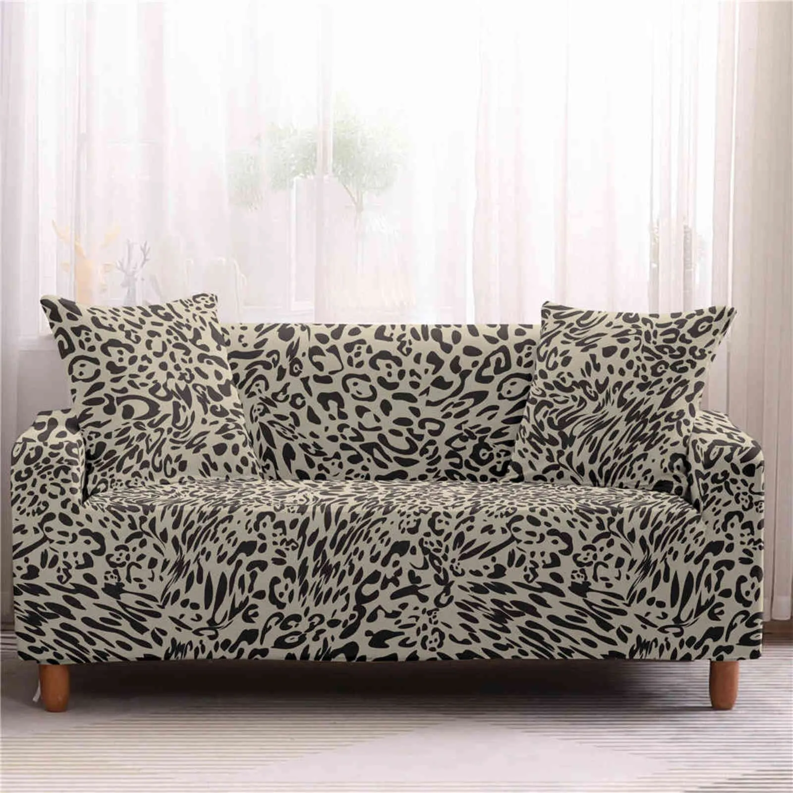 Stretch-Sofa-Schonbezüge mit Leopardenmuster, elastischer Wickel, All-Inclusive-Couchbezug für Wohnzimmer, 1/2/3/4-Sitzer, L-Form, 211116