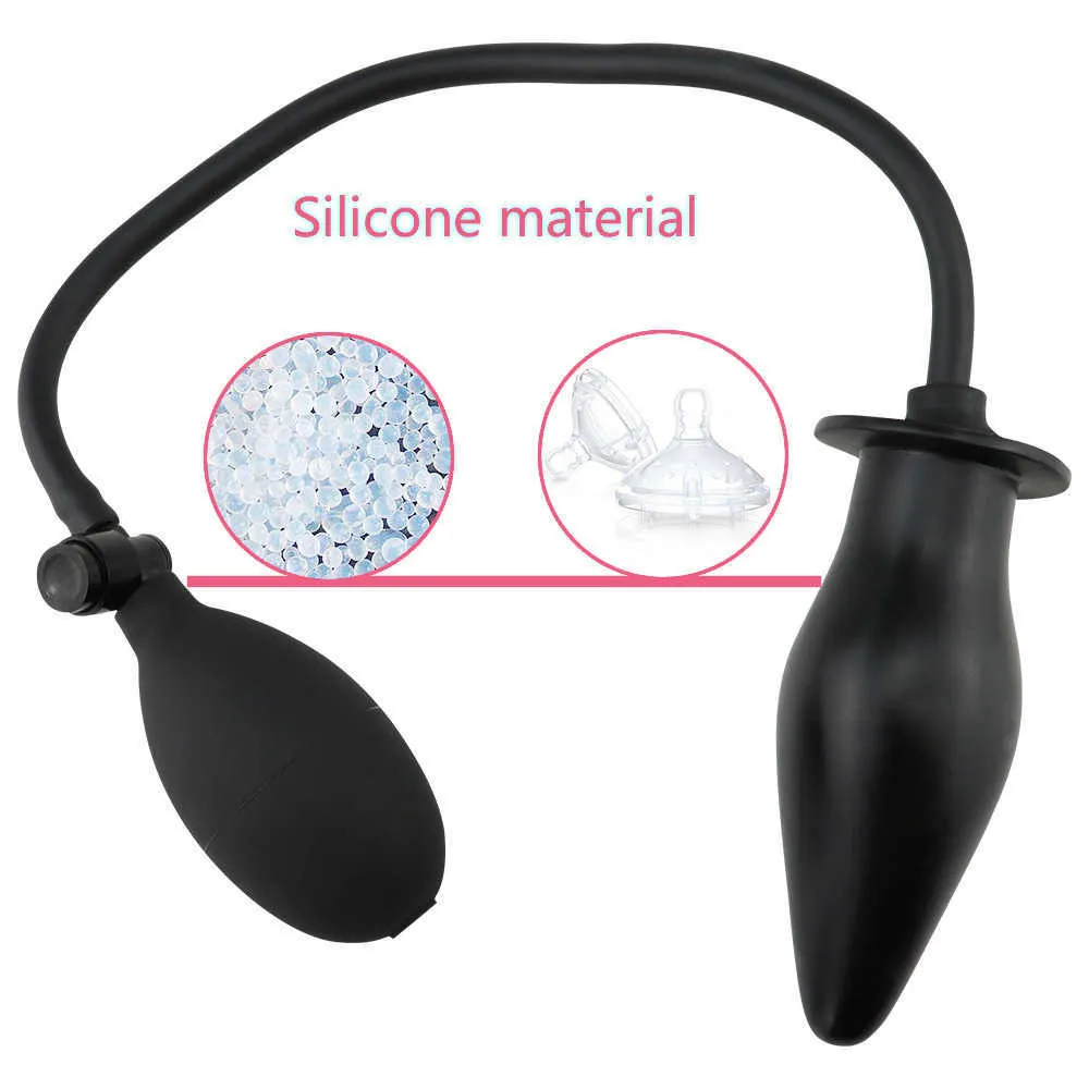 Artículos de masaje Consolador anal inflable de silicona suave Butt Plug Dilatador Masajeador de ano Juguete sexy para mujeres Hombres Gay Bomba negra Extensor de vagina