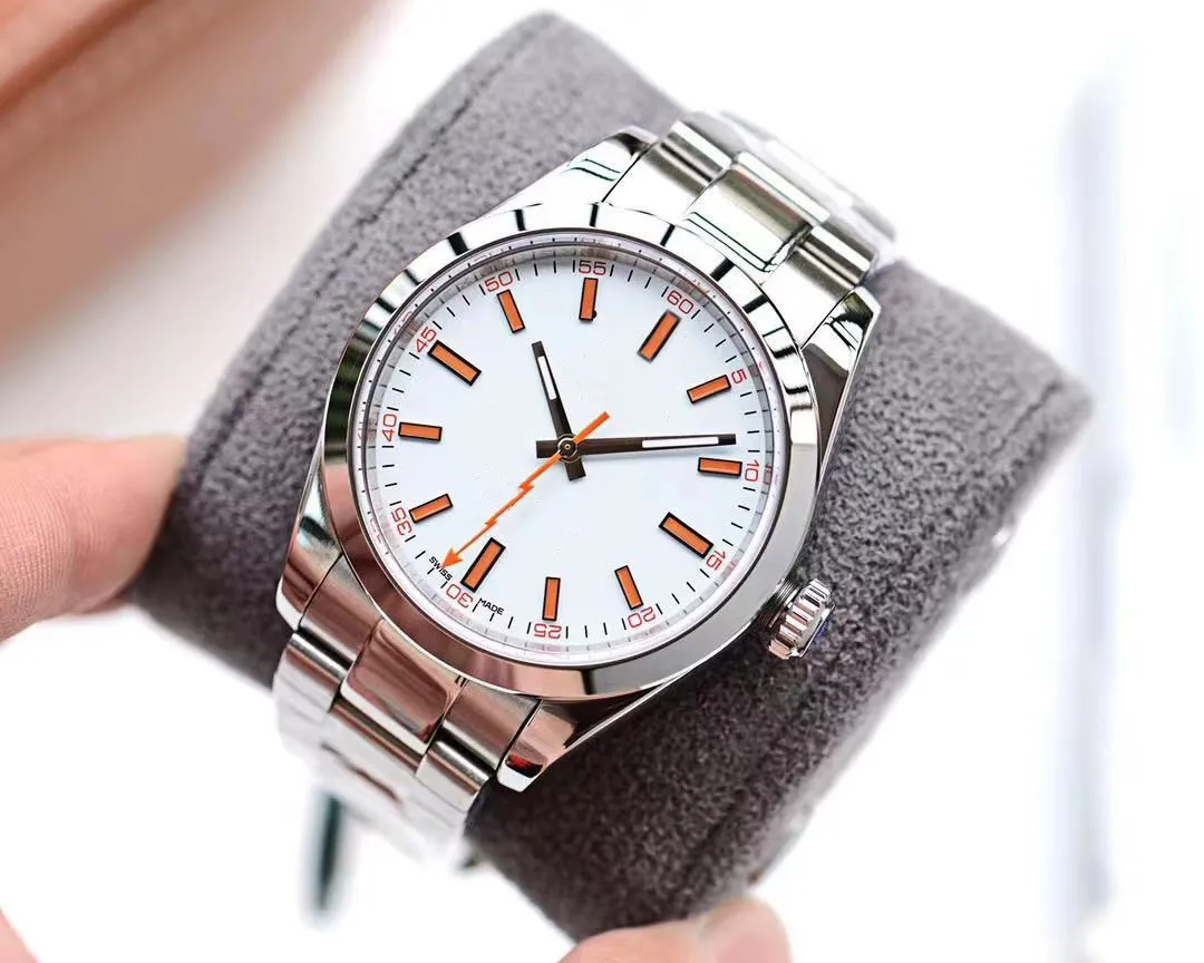 Saphir haute qualité mode hommes montre femme brillant doigt DATE montres automatiques mécaniques bracelet en acier inoxydable Business226H