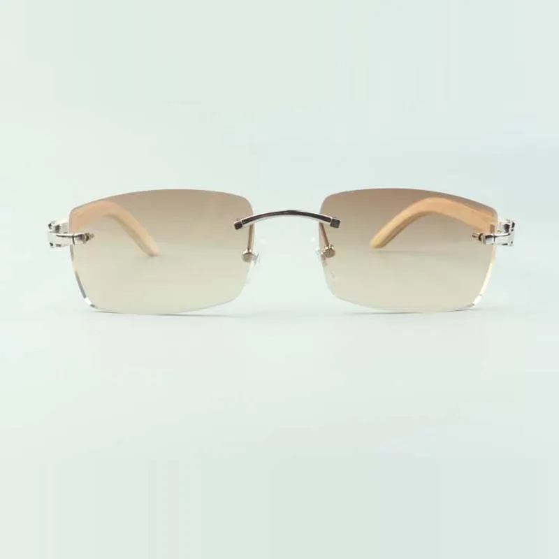 Fabriek hele randloze zonnebril 3524012-A1 originele shell patroon witte hoorns hoge kwaliteit unisex bril311G