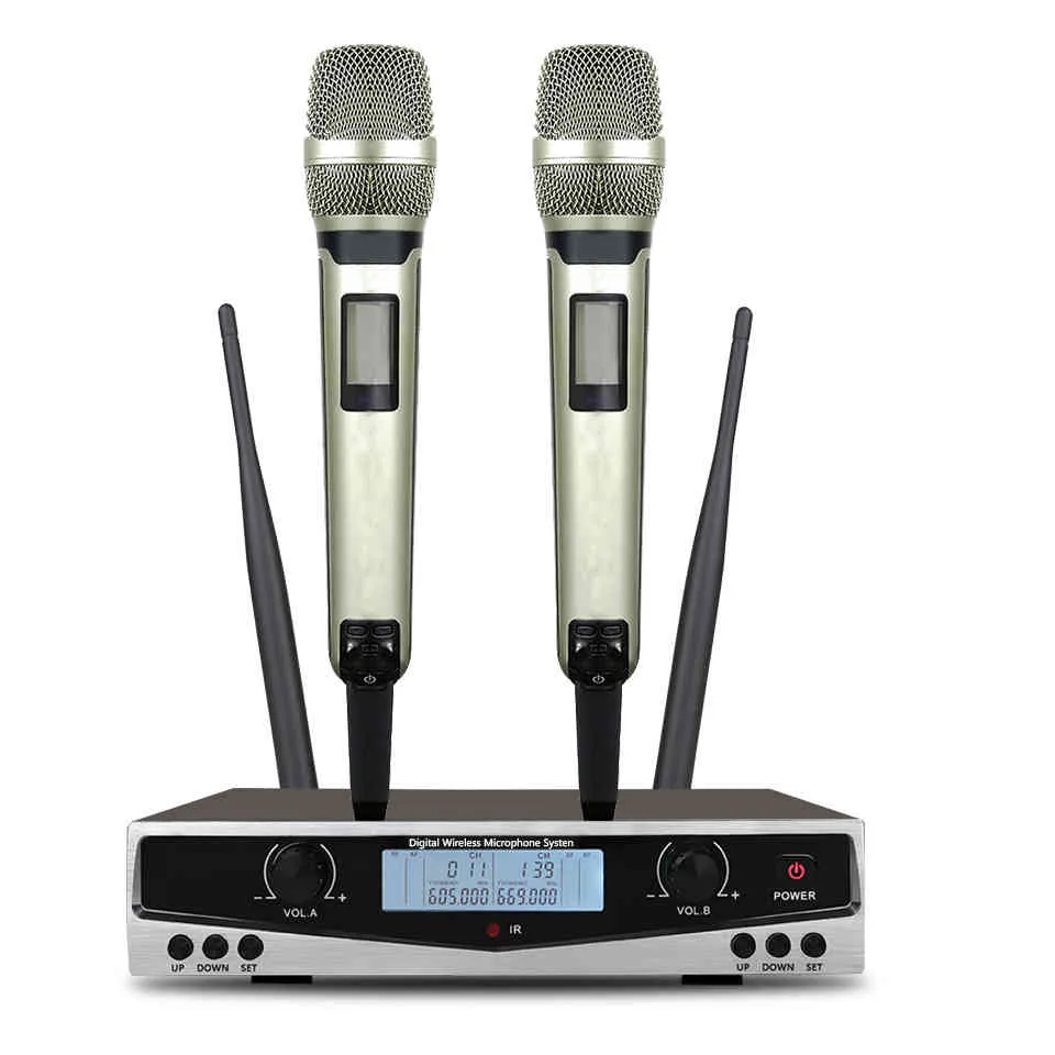 SOM SKM9100 Stage Performance Home KTV High Quality UHF Professional Dual Wireless Microphone System Dynamic Long Distance