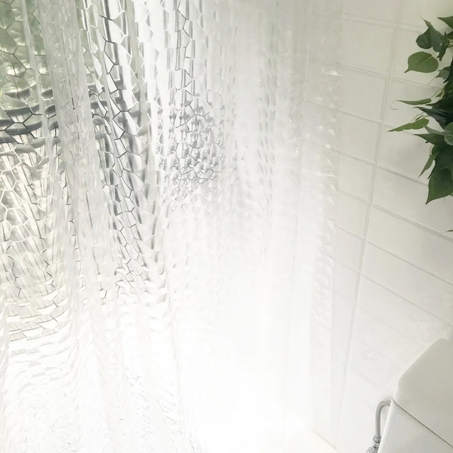 À prova d'água 3D espessado cortina de chuveiro transparente multi-tamanho com ganchos banho de banhos de casa decoração home acessos de banheiro D25 210402