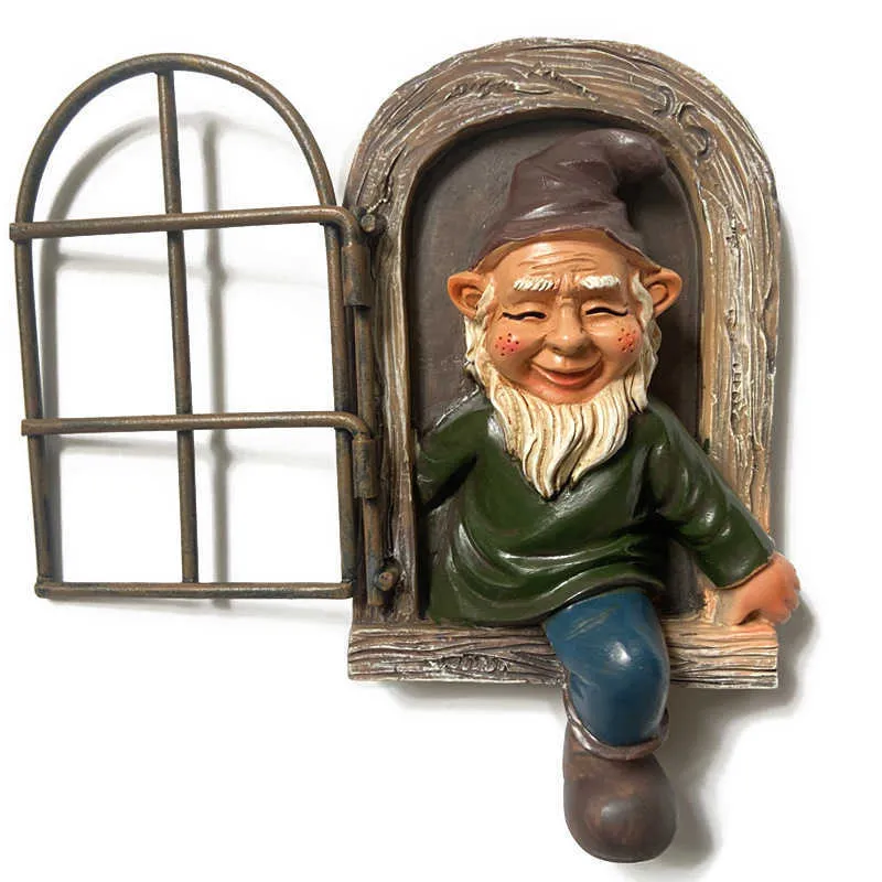 15 cm Reçine Yaramaz Bahçe GNOME Süs Dekorasyon Heykeli Beyaz Yaşlı Adam Peri Aksesuarları Elfler Masa Dekor Hediye 210804