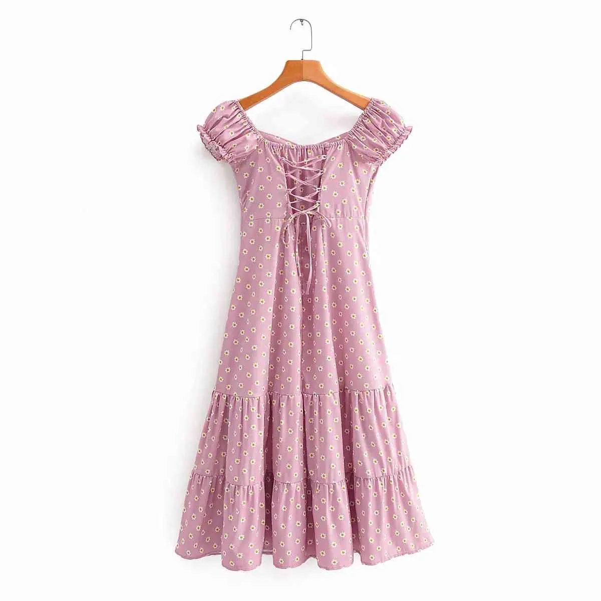 abito lungo estivo con stampa margherita sul retro donna vintage chic boho maxi vacanza al mare abiti rosa 210427