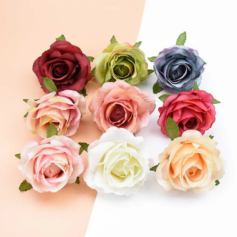 5 / artificiella växter scrapbook diy gåvor godis box silke rosor floristik nålverk hem bröllop dekorativa blommor kransar y0728
