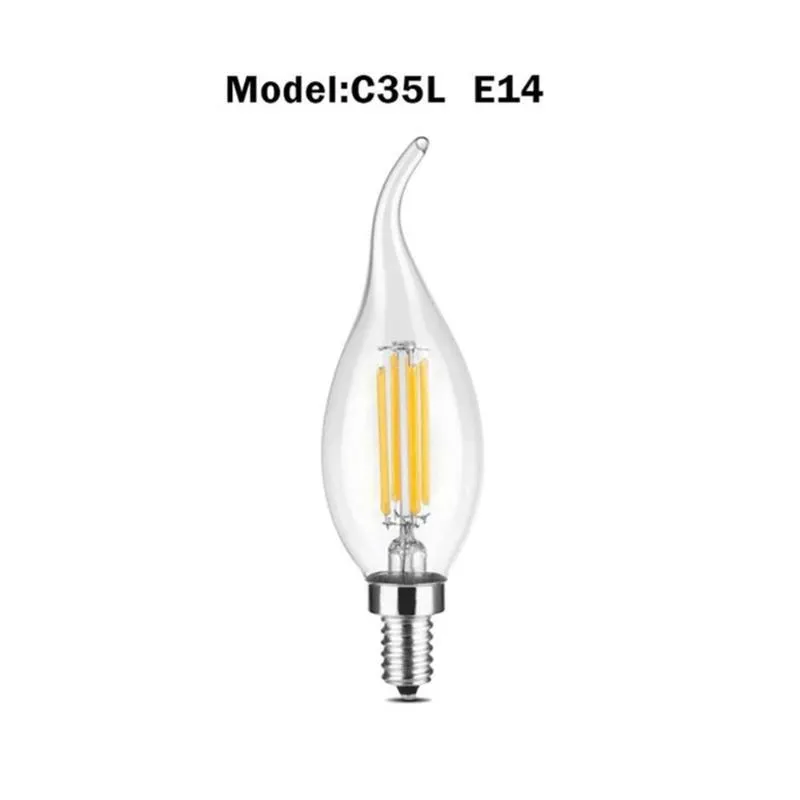Bulbs Edison Led Bulb E27 E14 Vintage Light 220V 4W Warm White Tungsten Transparent Glass Energy Saving Safety3094