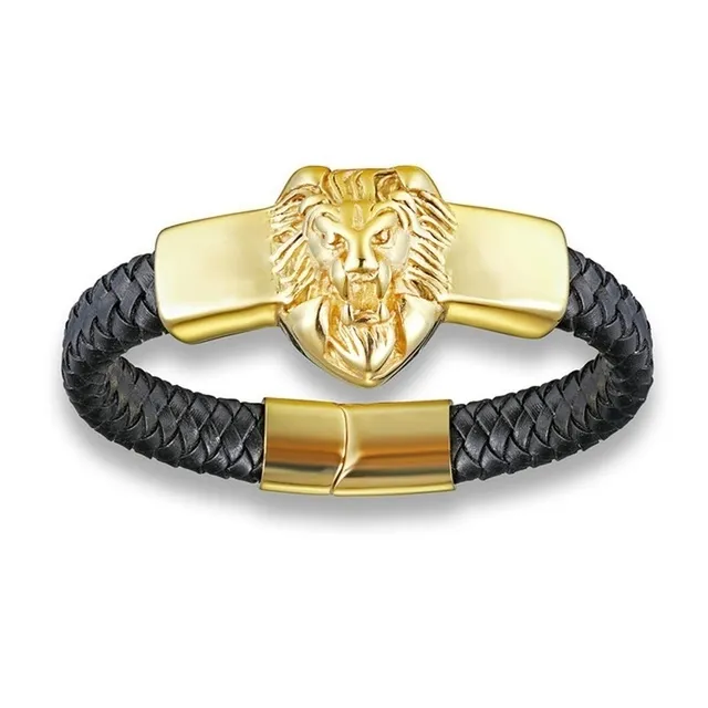 Bracelet de chaîne à maillons en or tête de lion pour hommes en acier inoxydable personnalisé chaînes de charmes d'animaux bracelet hip hop punk goth bijoux B2926