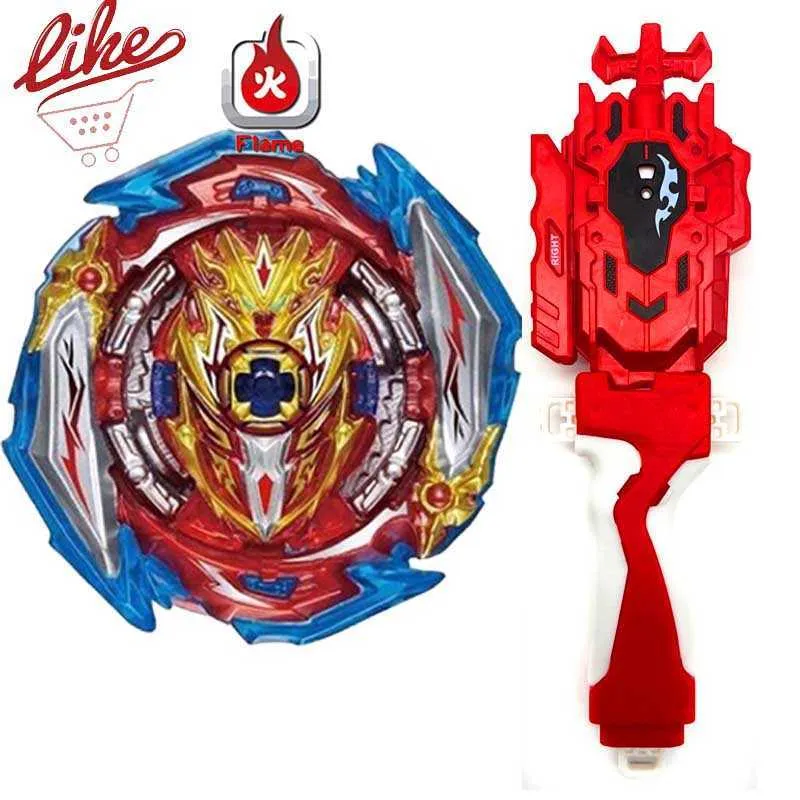 Laike Burst Superking Flame B-173 Infinite Achilles B173 Pião giratório com alça lançadora Conjunto de brinquedos para crianças 210803