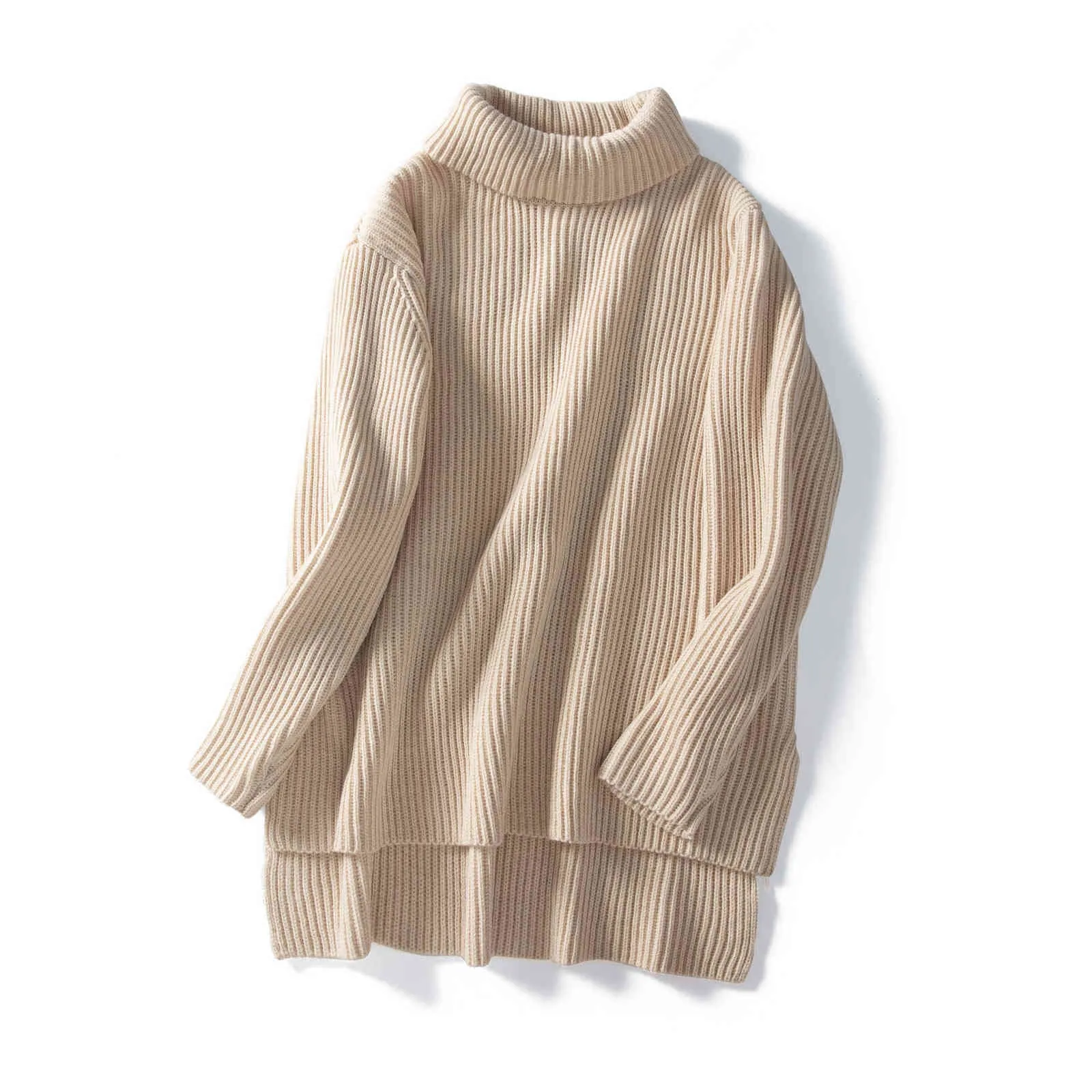2021 automne hiver nouveau design laine pull femmes mode ample épais chaud col roulé pulls femme pull Y1110